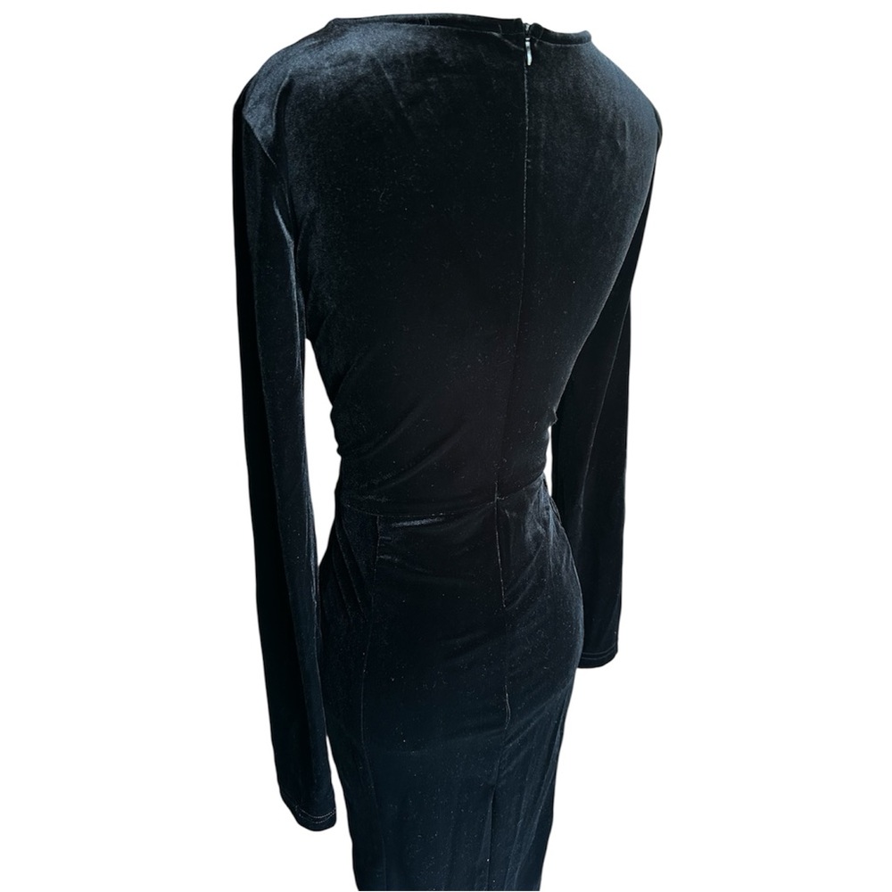 Hot Miami Styles Black Velvet Long Sleeve Dress Sexy Stretch Cocktail Large - Picture 5 of 6